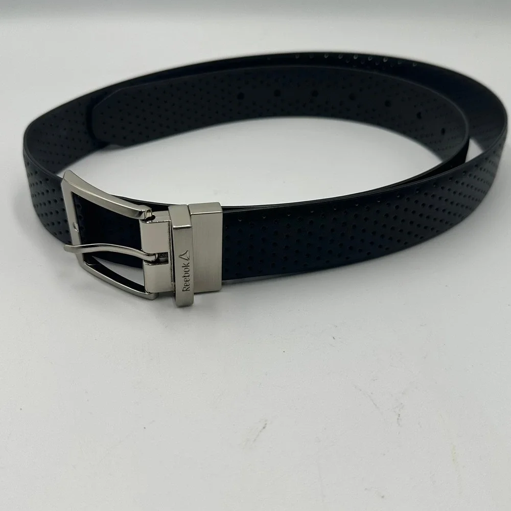 Reebok Reversible Belt Mens Size 38 Black Perforated Athletic Casual Sport Golf